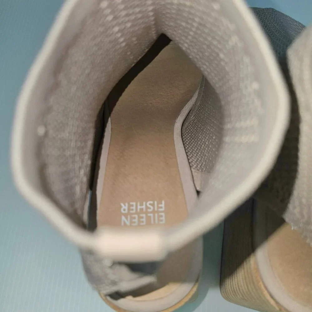 Eileen Fisher Gavis Peep Toe Bootie Womens 9 Blush Knit Block Heel Neutral NEW